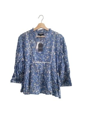 NWT ROMADA Floral Peplum Blouse Flowy Size 46 Cottagecore